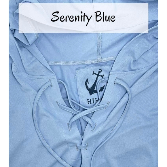 HIHO Maricel UPF 50 Tie Front Hooded Dress In Serenity Blue. Size S NWOT - Picture 2 of 13